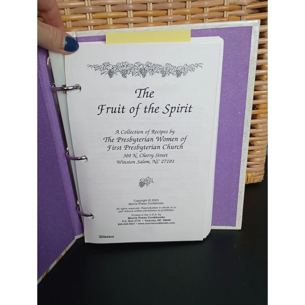 First Presbyterian Church Cookbook Winston- Salem, NC Binder Vintage 2003 3 Ring